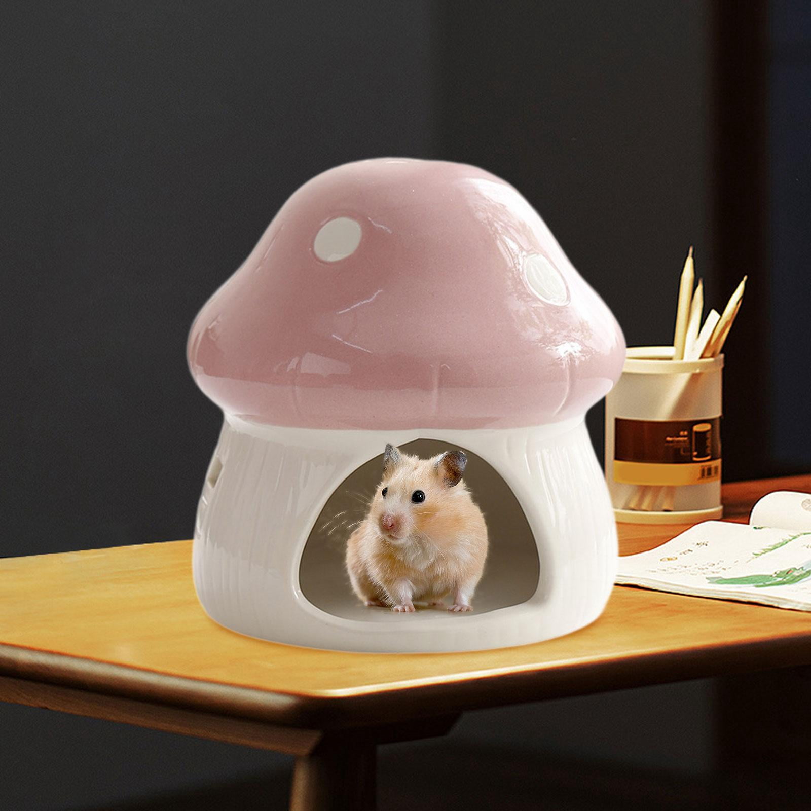 Bvdfgk Ceramic Hamster House Cave Creative Indoor Hideaway House Guinea Pig Hideout for Pink