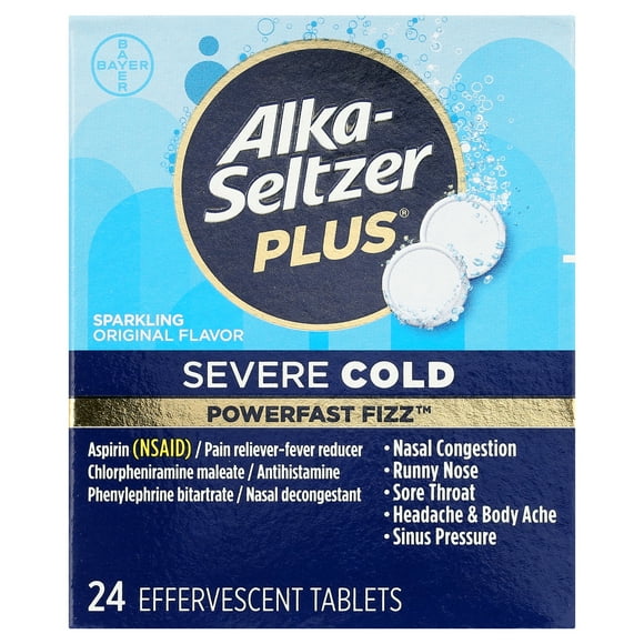 Alka-Seltzer Plus Powerfast Fizz Severe Cold Medicine, Original Effervescent Tablets, 24 Count