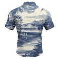 thumbnail image 7 of Domuza Men's Hawaiian Shirt Short Sleeve Casual Trendy Button T Shirt Lounge Vacation Relaxed Fit Lightweight Blouse Navy 4XL, 7 of 7