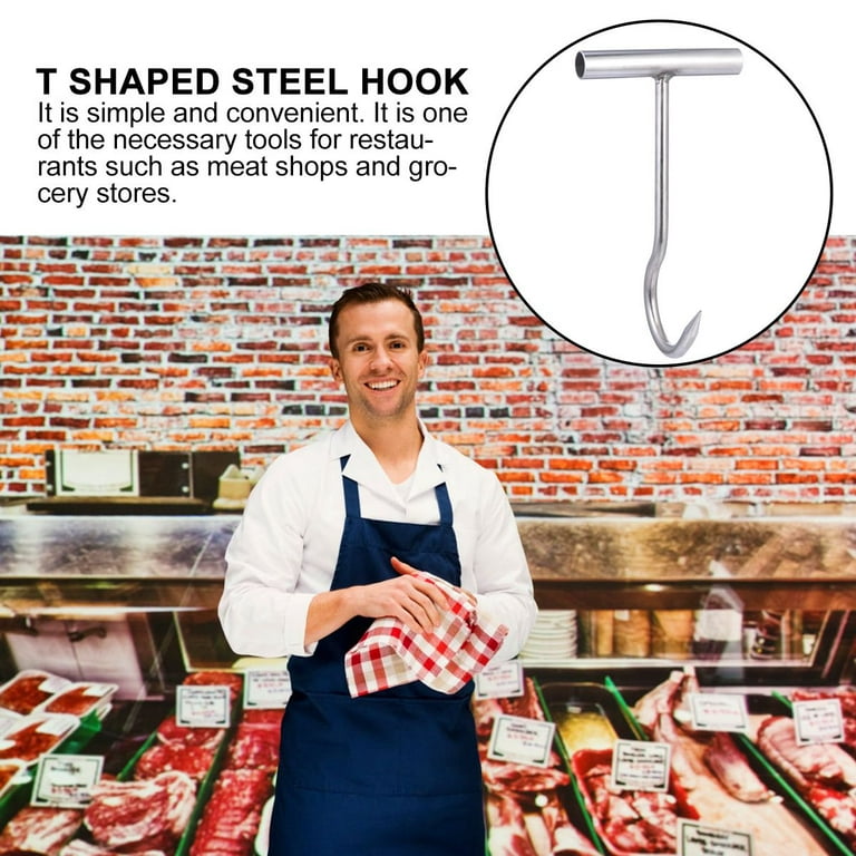 Meat Hooks for Butchering T Shaped Steel Hook with Handle Butcher Shop Tool  Kit 