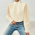 thumbnail image 6 of Mikilon Women Half High Neck Business Blouses Solid Color Long Sleeve Work Top/Shirt, 6 of 6