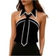 thumbnail image 1 of Fuera Del Hombro Manga Larga Tops para las Mujeres Color Sólido Bloqueado Cuello Colgante Top sin Mangas, Manga Larga Hombro Frío Tops para las Mujeres, 1 of 7