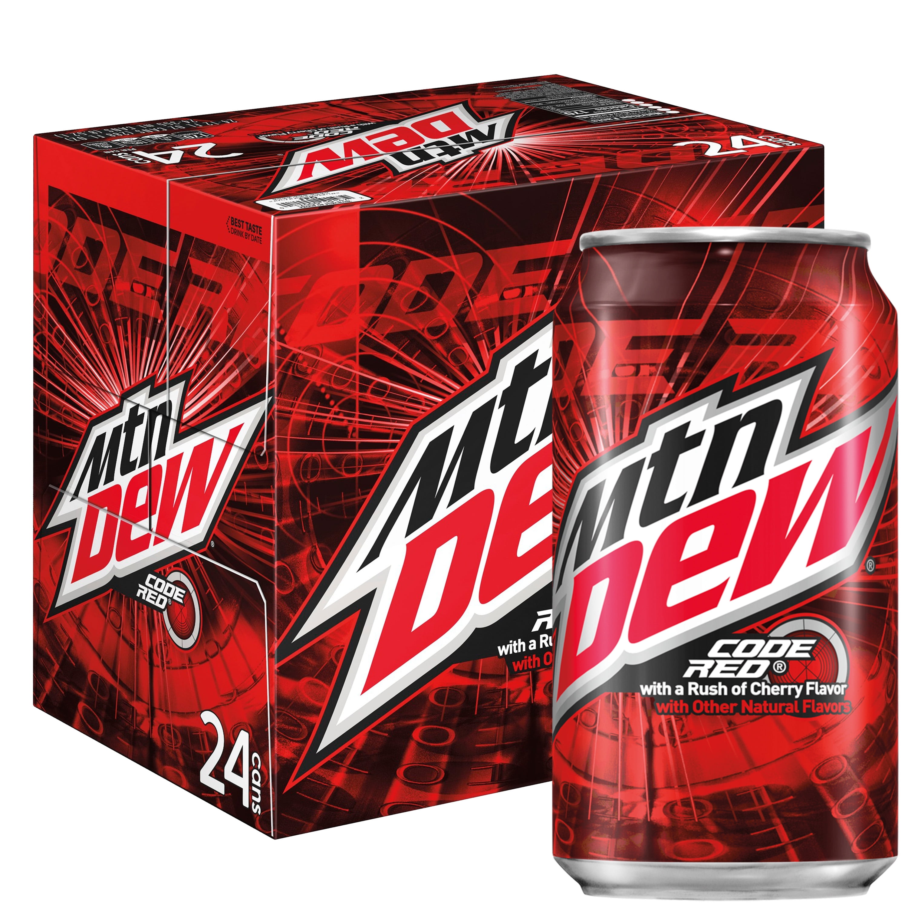 Mountain Dew Code Red Soda With A Rush Of Cherry Flavor 12 Fl Oz 24 Count Walmart Com Walmart Com