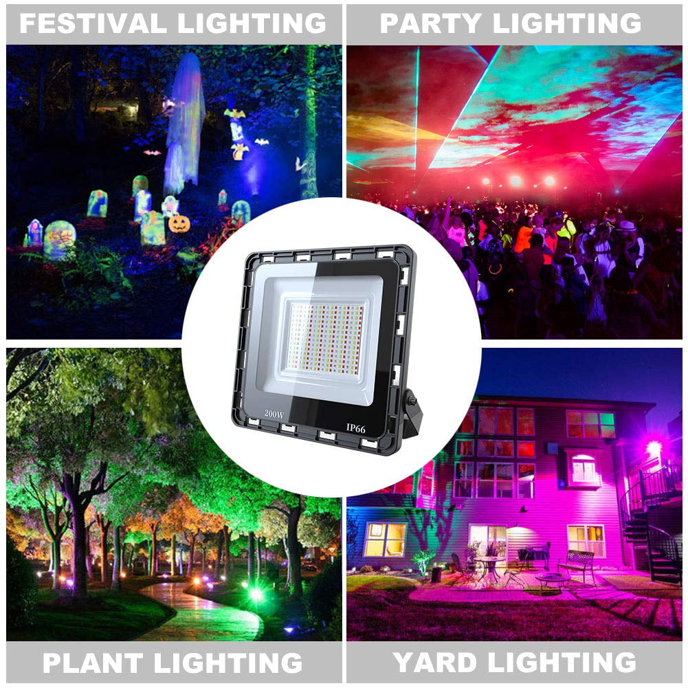SANSI 200W Equivalent LED Flood Lights RGB Security Lighting Fixture with 2 Adjustable Heads 30W 16 Colors 4 Modes Color Changing Dimmable Decorative Party Stage Landscape Light with Remote Control SANSI 200W Equivalent LED Flood Lights RGB Security Lighting Fixture with 2 Adjustable Heads 30W 16 Colors 4 Modes Color Changing Dimmable Decorative Party Stage Landscape Light with Remote Control