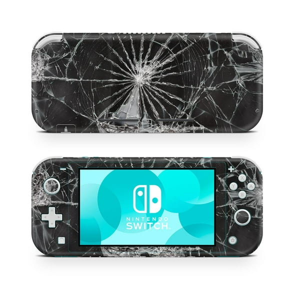 ZOOMHITSKINS Nintendo Switch Stickers Vinyle Peau Lite, Obscure Sombre Gothique Fissure Scratch Peur Fenêtre Gris Noir Horreur Cassé Verre, de Haute Qualité, Durable, Sans Bulles, Sans Goo, Fabriqué au Canada