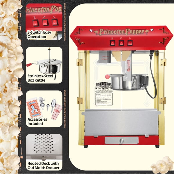 Great Northern Popcorn 8oz Princeton Popcorn Machine with Accessories, Red