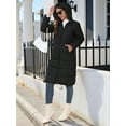 thumbnail image 4 of Women'S Hooded Long Puffer Coat Winter Warm Full Zip Quilted Jacket with Pockets Black S, 4 of 9
