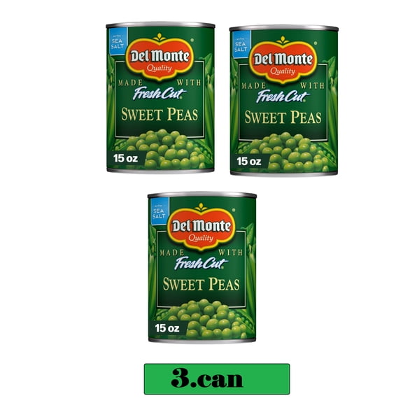3 can Del Monte Sweet Peas, Canned Vegetables, 15 oz Can