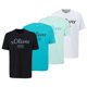thumbnail image 1 of s.Oliver Camiseta para hombre, pack de 4 - básica, estampado logo, cuello redondo, algodón Blanco/Turquesa/Turquesa/Negro XL (X-Large), 1 of 7