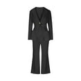 thumbnail image 3 of Usmixi Womens Blazer Sets Womens Blazer Coat Sets Lapel Long Sleeve Button Suit Jacket and Wide Leg Pants 2 Piece Outfits Office Work Business Solid Lounge Sets with Pocket, 3 of 5