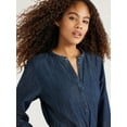 thumbnail image 4 of Free Assembly Women’s Denim Ruffle Neck Mini Dress, 4 of 6