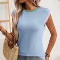 thumbnail image 4 of Yanlir Débardeur à Col Rond pour Femmes, T-Shirt Sans Manches Décontracté, Mode Été Basique Doux, Tendance 2025 Col Rond pour Plage Ou Yoga (Bleu, S), 4 of 7