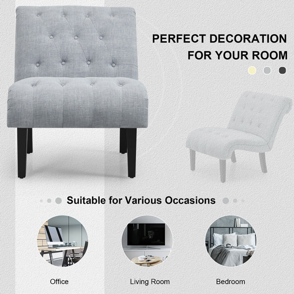 Finihen Armless Accent Chair, Cotton Linen Fabric Armless Accent Chair with Adjustable Foot Pads, for Living Room, Bedroom, Light Gray Finihen Armless Accent Chair, Cotton Linen Fabric Armless Accent Chair with Adjustable Foot Pads, for Living Room, Bedroom, Light Gray
