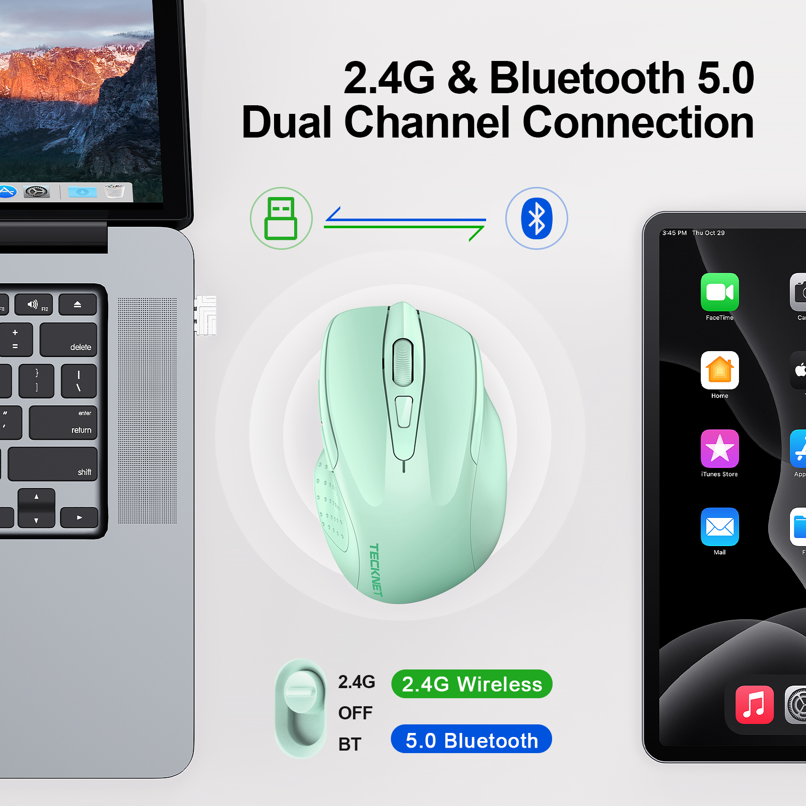 Tecknet Rechargeable Wireless Mouse, 4800 DPI, Dual-Mode photo 2