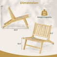 thumbnail image 3 of Gymax 2PCS Teak Wood Outdoor Reclining Chair Natural Mid Century Accent Chair w/ Backrest, 3 of 8