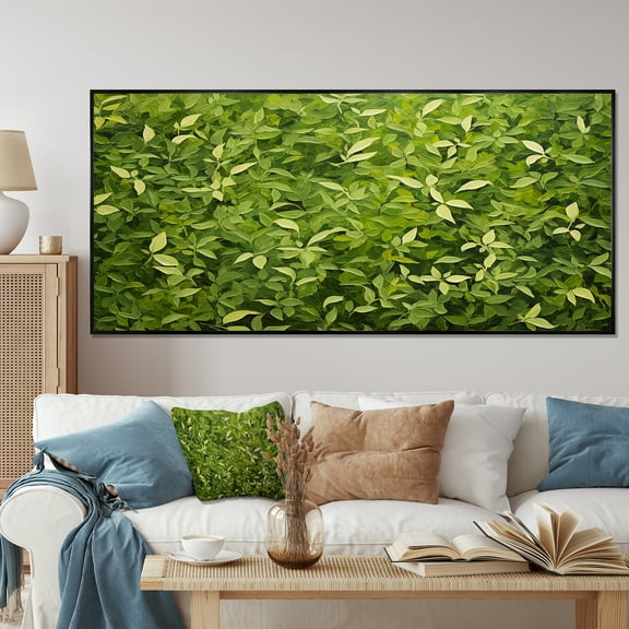 Designart "Oregano Hues of Herbs II" Extra Large Floral Framed Wall Art - Traditional Green Herbs Entryway Framed Wall Art Print