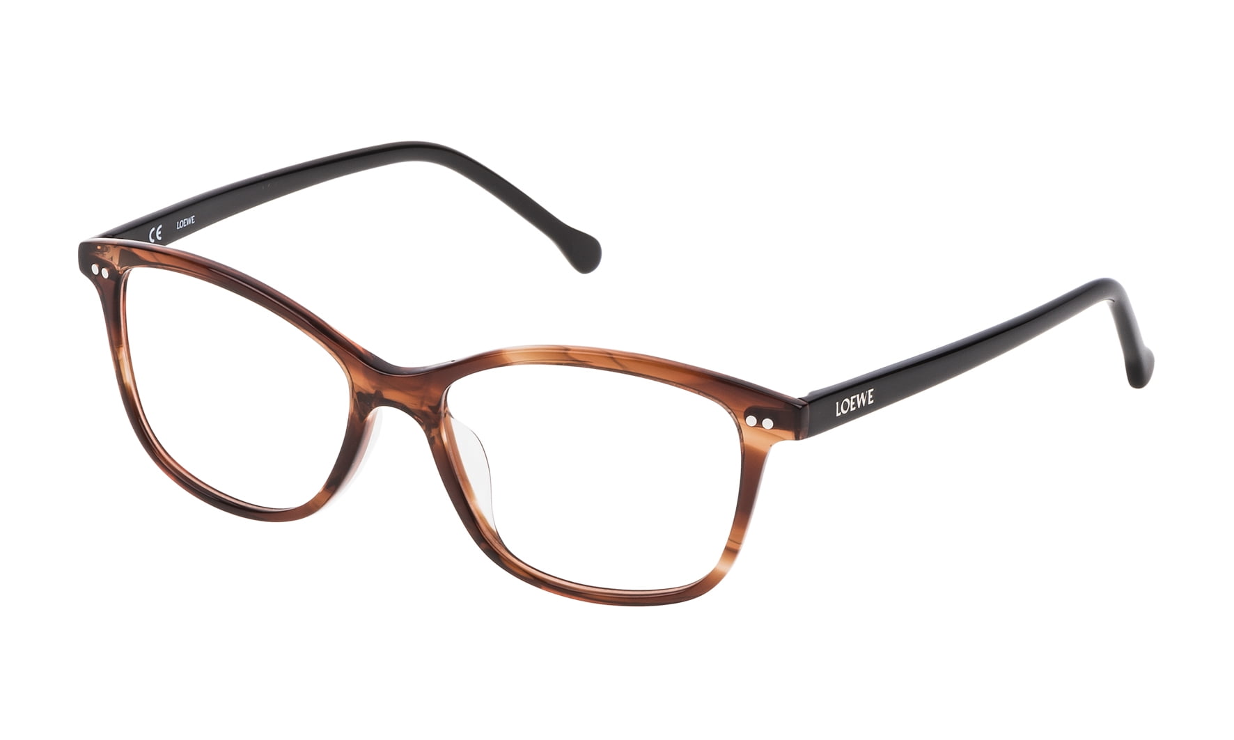 EYEGLASSES FRAME LOEWE SHINY STREAKED BROWN UNISEX MEN AND WOMEN
