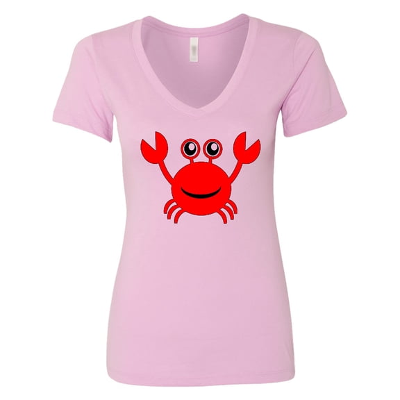 Inktastic Cute Red Crab Women's V-Neck T-Shirt