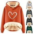 thumbnail image 7 of Womens Winter Hoodies Warm Fleece Sherpa Lined Pullover Hooded Sweatshirt Love Heart Printed Heavyweight Hoodie Tops, 7 of 7