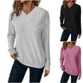 thumbnail image 2 of Diufon Long Sleeve Tees for Women V Neck Knitted Shirts Casual Loose Fall Fashion Sweaters Lightweight Tunic Tops, 2 of 2
