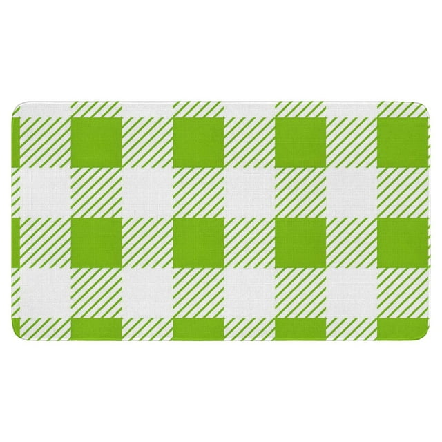 Non-Slip and Washable Linen Buffalo Plaid Rug 30x17in - Colorful Check Rugs for Indoor/Outdoor Use Perfect for Layering Door Mats Front Porch Kitchen and Farmhouse Entryway Decor