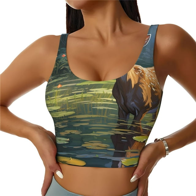 Sikiie Soutien-Gorge de Sport Imprimé Cerf Paisible pour Femmes, Soutien-Gorge de Sport pour Course, Soutien-Gorge d'Entraînement, Soutien-Gorge de Yoga-Petit