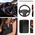 thumbnail image 3 of Yuyamidu Red Polynesia Front Car Seat Cover Set of 12 Orange Flower Steering Wheel Cover Seat Belt Pads Armrest Cover Palm Leaves Coasters Trash Bag Air Vent Pocket Rear View Mirror Cover Keychain, 3 of 7