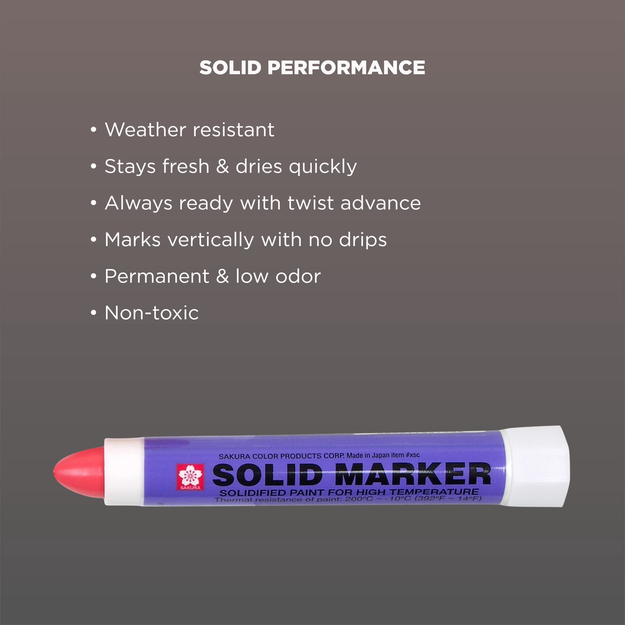 Sakura Solid Paint Markers - Permanent Marker Paint Pens - Window, Wood, & Glass Marker - Red Paint - 12 Pack