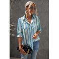 thumbnail image 4 of POGLIP Femmes Bleu Ciel Assez Doux Bouton Rayé en Haut, 4 of 6