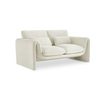 Meridian Furniture Sloan Cream Velvet Fabric Loveseat