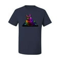 thumbnail image 2 of Neon Retro Rainbow DJ MC Hip Hop Cat | Mens Cat Lover Graphic T-Shirt, Navy, 3XL, 2 of 4