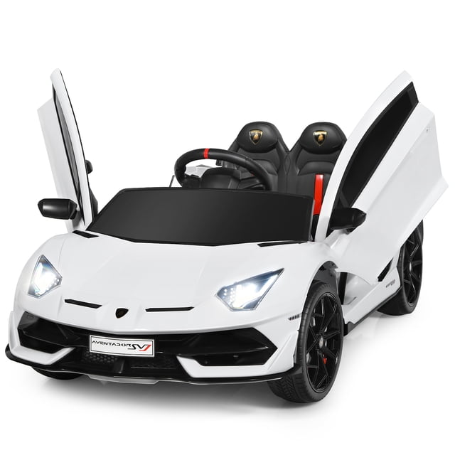 Costway 12V Kids Ride On Car Licensed Lamborghini SVJ RC w/ Trunk & Music White