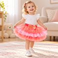 thumbnail image 3 of Ticikt Girls Layered Tulle Tutu Skirt, Elastic Waist with Satin Bow Decor, Fluffy A Line Party Skirt for Dress Up, 3 of 5