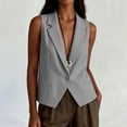 thumbnail image 6 of Women's Sleeveless Blazer Vest Lapel One Button Cropped Suit Waistcoat With Pockets M, 6 of 8