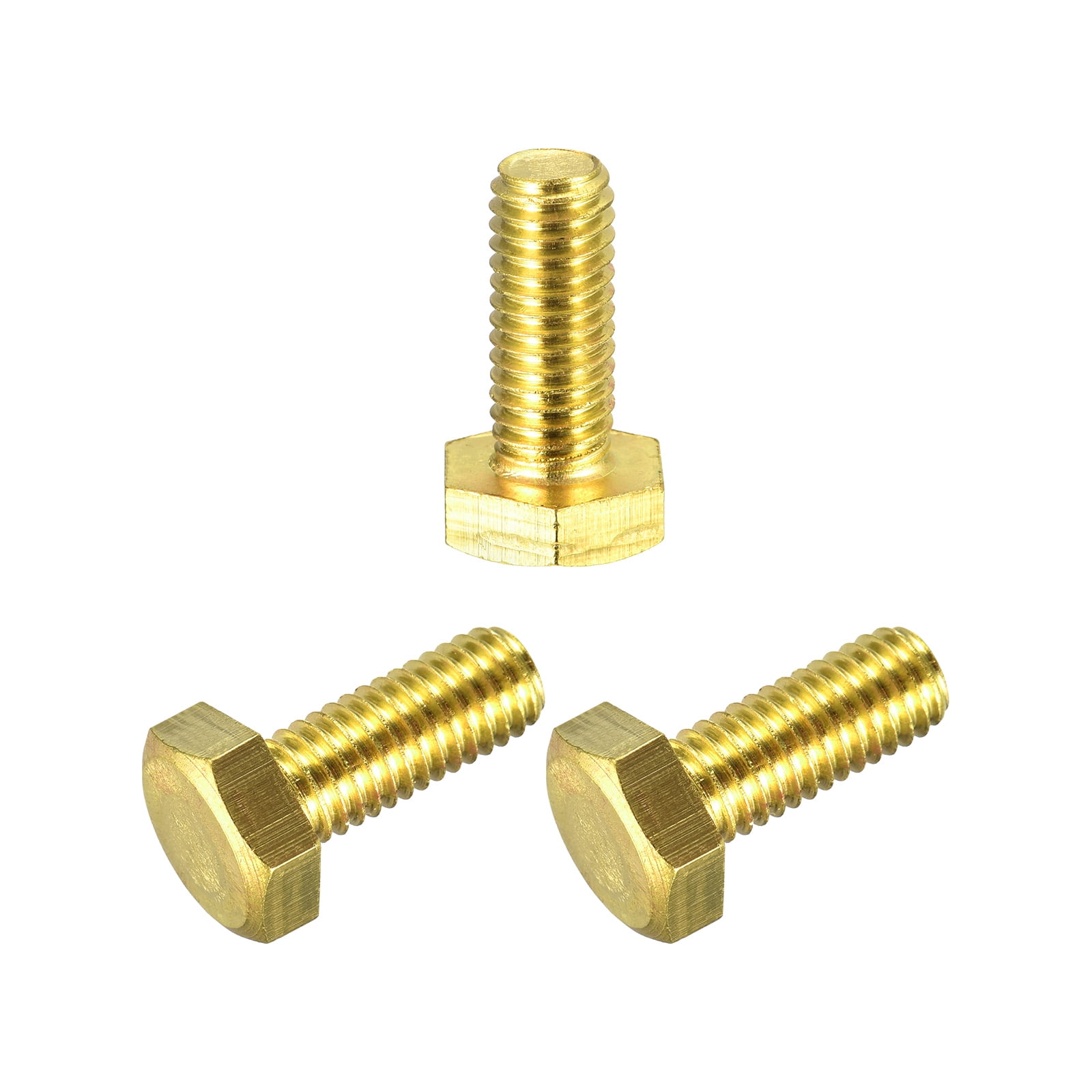 Brass Hex Bolts, M8x20mm 3 Pack Fully Thread Grade 4.8 Machine Screws