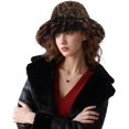 thumbnail image 3 of Womens Winter Warm Faux Fur Bucket Cossak Russian Style Bucket Hat Fuzzy Plush Fisherman Cap Windproof Ski Cap, 3 of 14