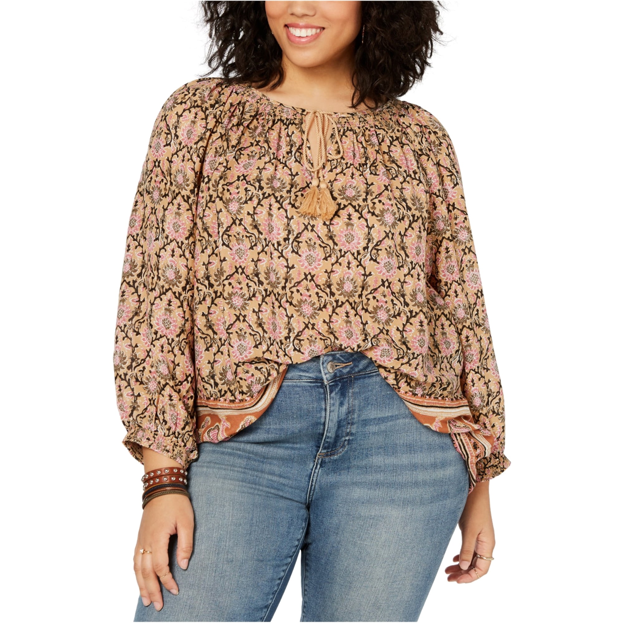 Lucky Brand - Lucky Brand Womens Paisley Print Peasant Blouse - Walmart ...