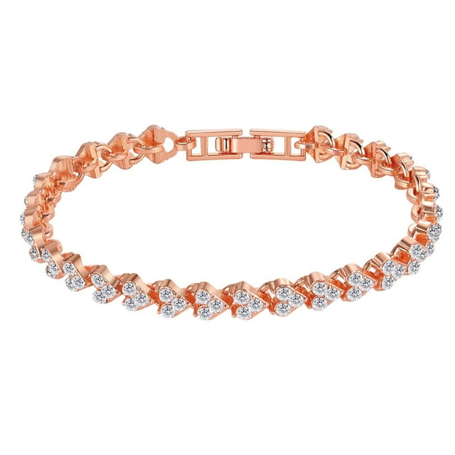 Fiudx Pulsera Delicada y Circulatoria Talladas En Forma de Corazón, Pulsera de Aleación E Incrustaciones de Garras, Brillo Duradero, Regalo para Mujer, Especial para El Día de La Madre, Diseño Hipoal