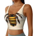 thumbnail image 2 of Fotbe Honey Bee Sujetador Deportivo Largo sin Aros para Mujer con Almohadillas y Soporte Medio, Transpirable y Absorbente, Camiseta Tipo Chaleco o Tank Top-Small, 2 of 8