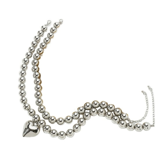 2 Pack Heart Bead Necklace Elegant Heart Necklace Versatiles Neck Jewelry Fashion Accessory Perfect for Special Occasion