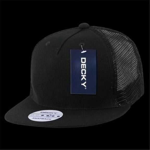 5 Panel Flat Bill Trucker Hat, BLKDGRY