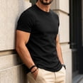thumbnail image 4 of Uwinwear Men's Athletic Washed T-Shirts Basic Crew Neck Tees Tops Causal Distressed Cotton T Shirts Summer Breathable Tees,Black,L, 4 of 6