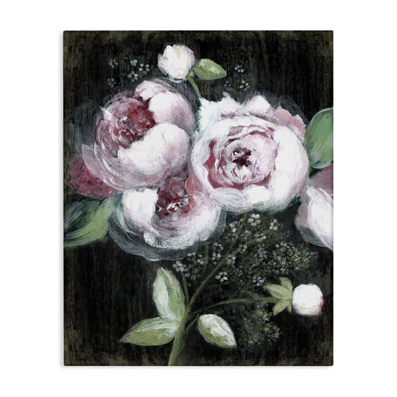 Stupell Industries Shabby Chic Moody Roses on Black Canvas Art, 16 x 20, by Janet Tava