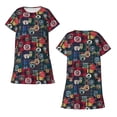 thumbnail image 3 of Bixox Robe de Nuit pour Femmes à Motif d'Insigne de Camping Aventure, Vêtement de Nuit Doux et Respirant, Robe de Pyjama à Col Rond Longueur Genou, Tenue de Détente pour la Maison et le Sommeil, 3 of 7