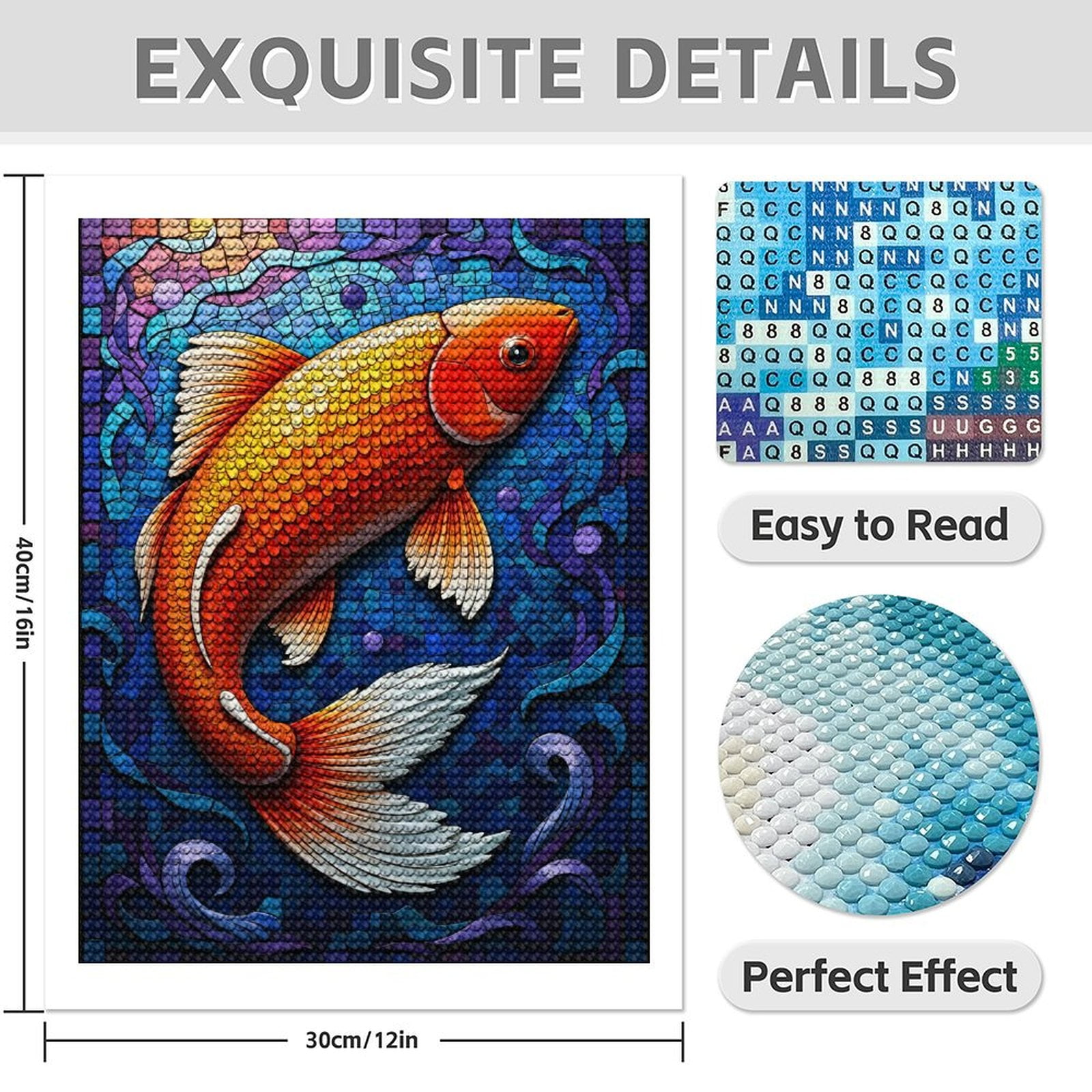 Diamond Art Kits for Adults - 5d Artistic Orange Fish Mosaic Design Diamond Painting for Adults, Diamond Art for Adults Beginners, Diamond Painting Kits for Adults for Home Wall Decor