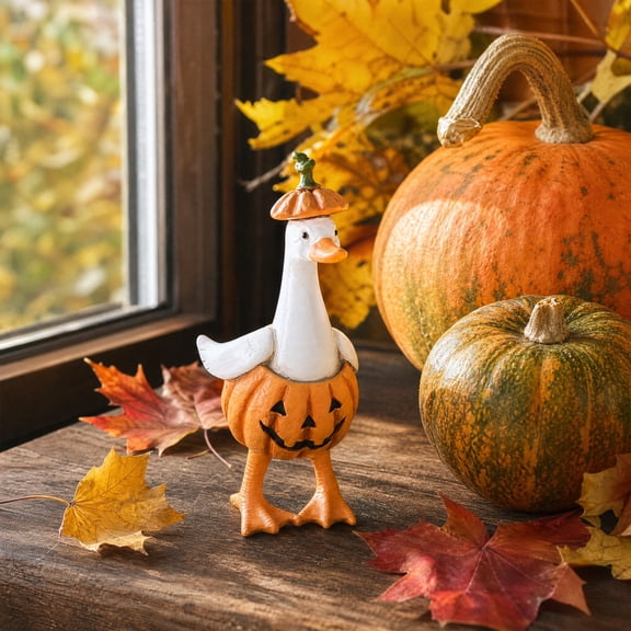 Halloween Duck Resin Figurine, Cute Spooky Duck Ornament in Mummy Pumpkin Witch Ghost Styles, Tabletop Decor for Shelf Porch Yard Party Home