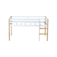 thumbnail image 5 of Tcbosik Low Loft Bed, Twin Size Wood Bed Frame with Guardrail and Ladder, Easy Assembly, Natural & White, 5 of 9
