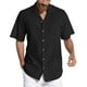 thumbnail image 1 of Camisas Para Hombre Manga Larga De AlgodóN Camisa de manga corta de playa suelta informal de verano para hombre (Black, 3XL), 1 of 5