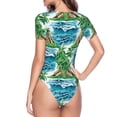 thumbnail image 4 of Daiia Hawaii Palms print Women's Crew Neck Short Sleeve Bodysuit Fashion Tops Fit Casual Basic Extender Bodysuit-Large, 4 of 9