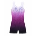 thumbnail image 2 of Oudiya Girls' Gymnastics Leotards With Shorts Sparkly Biketards Sleeveless Cute Ballet Dancewear Purple for 4-5Y, 2 of 8